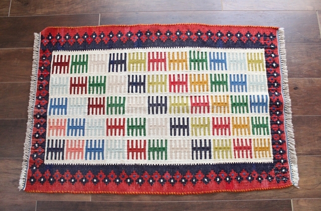 【送料無料】キリム　（玄関マットサイズ大 96×66cm）　9984