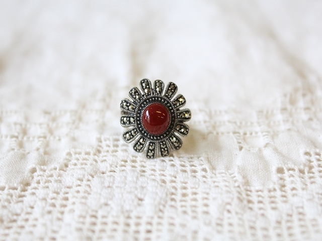 【パワーストーン】【送料無料】赤メノウ　リング　マルカジット付き　AC216