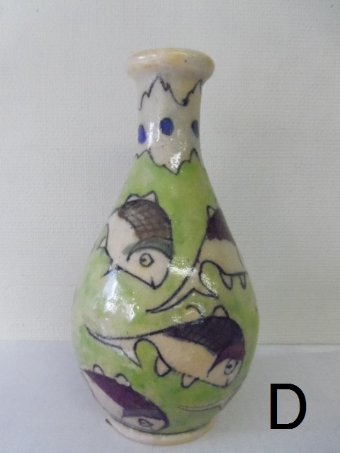 青と緑の花模様 陶器花瓶 約46cm 青と緑の花模様 陶器花瓶 約46cm