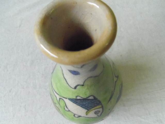 おさかな模様 陶器の花瓶 ZA440