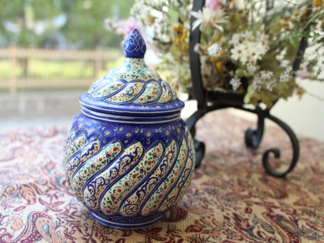 【送料無料】【伝統美術工芸品】ミーナーカーリー　壺(中)  ZA610