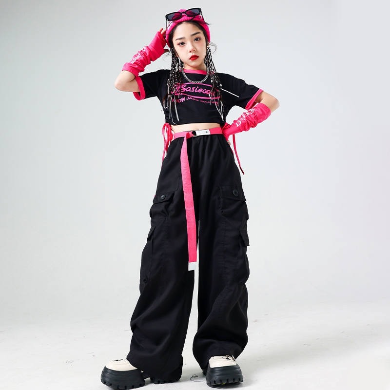ガールズピンクブラックヒップホップセット [商品番号: 2237]