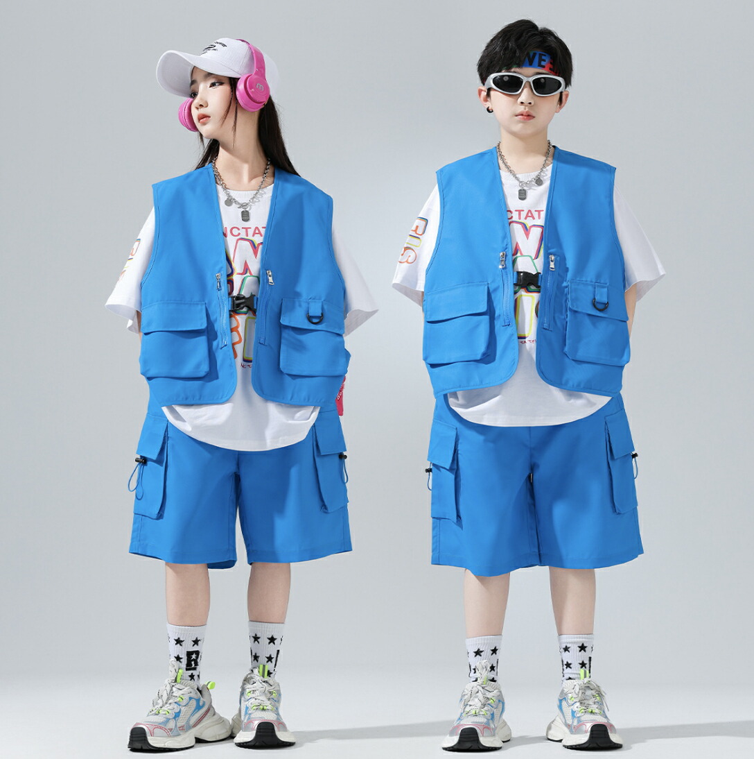 キッズ ダンス衣装 セットアップ ブルー ベスト |【公式】Royal Dance