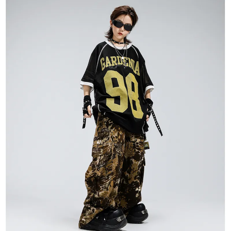 ダンス衣装 キッズ メッシュ シャツ セットアップ