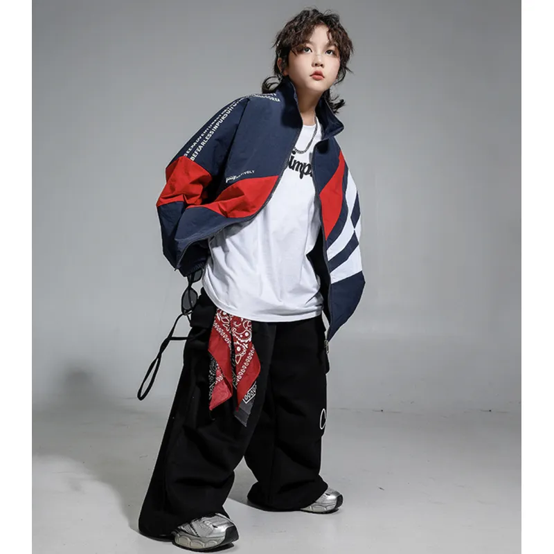 キッズ ダンス衣装 セットアップ ネイビーウィンドブレーカー 子供