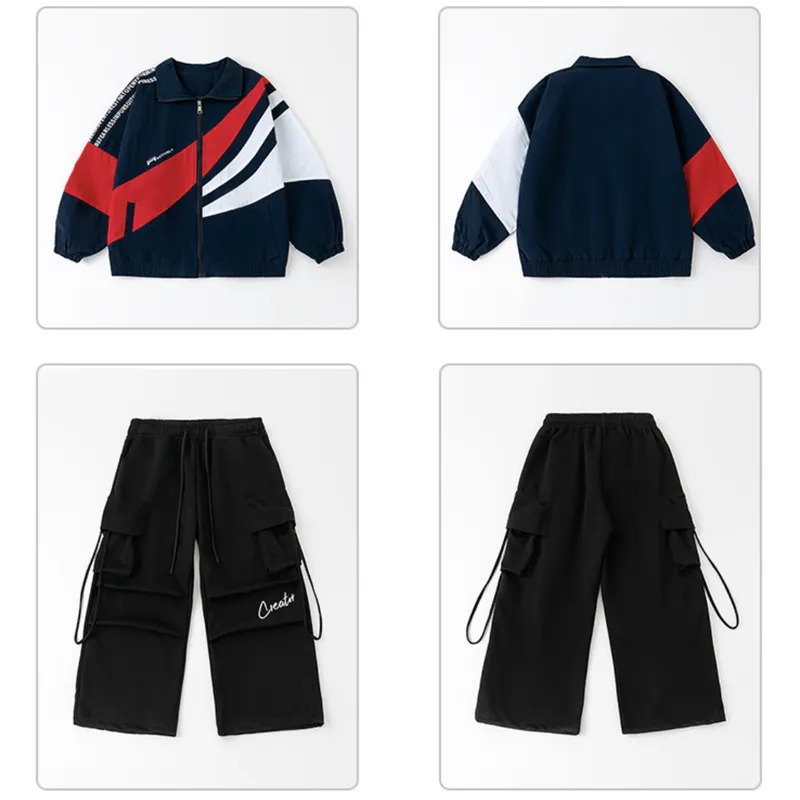 社交ダンス セットアップ ネイビー キッズ ダンス衣装 セットアップ ネイビーウィンドブレーカー 子供