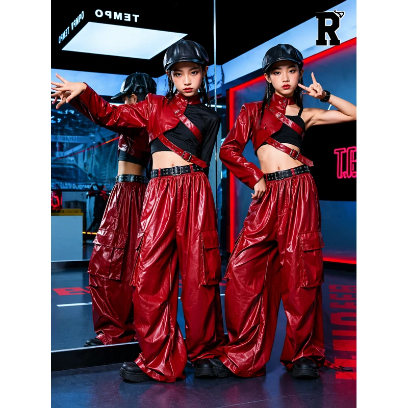 ガールズ レッド ダンス衣装 キッズ [商品番号: 2594]