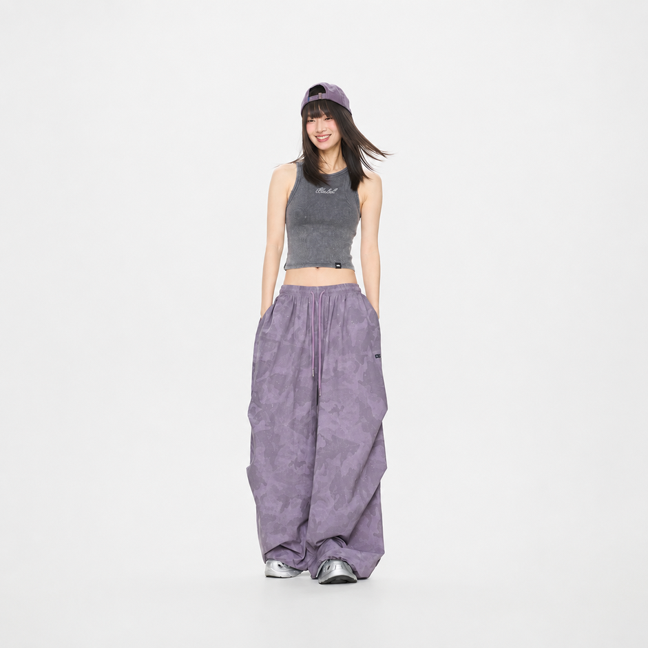 迷彩 ワイドパンツ レディース カモフラージュ ダンスパンツ カーゴ
