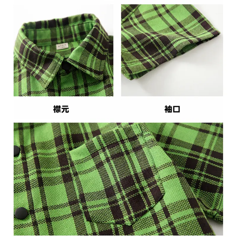 グリーンチェックシャツ×白カーゴハーフパンツ キッズ上下セット