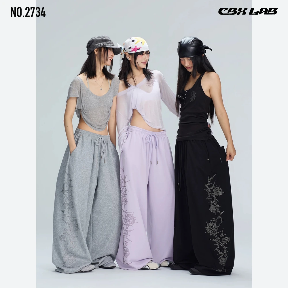 CBX LAB 荊棘ローズ装飾 超ワイドパンツ レディース