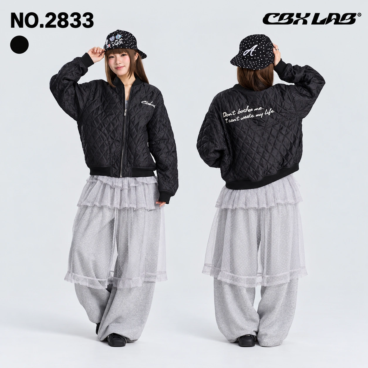 レディース ジャケット キルティング 背面ロゴ ブラック CBX LAB [商品番号: 2833]