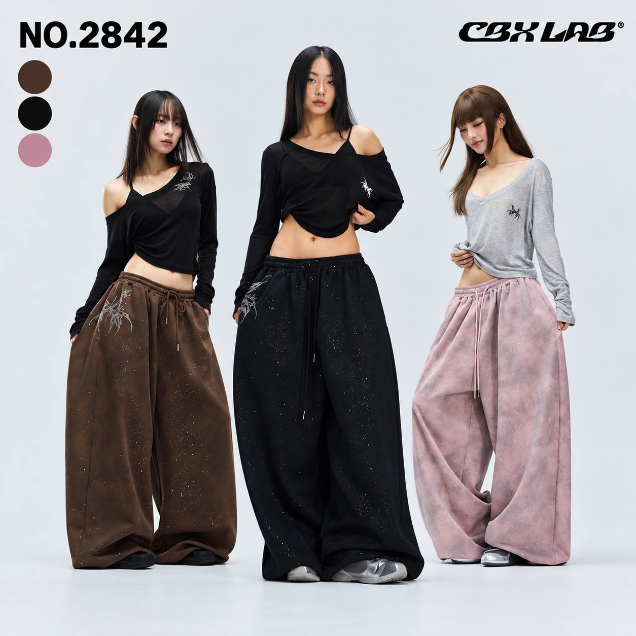レディース ロングパンツ ワイドシルエット 3色 CBX LAB [商品番号: 2842]