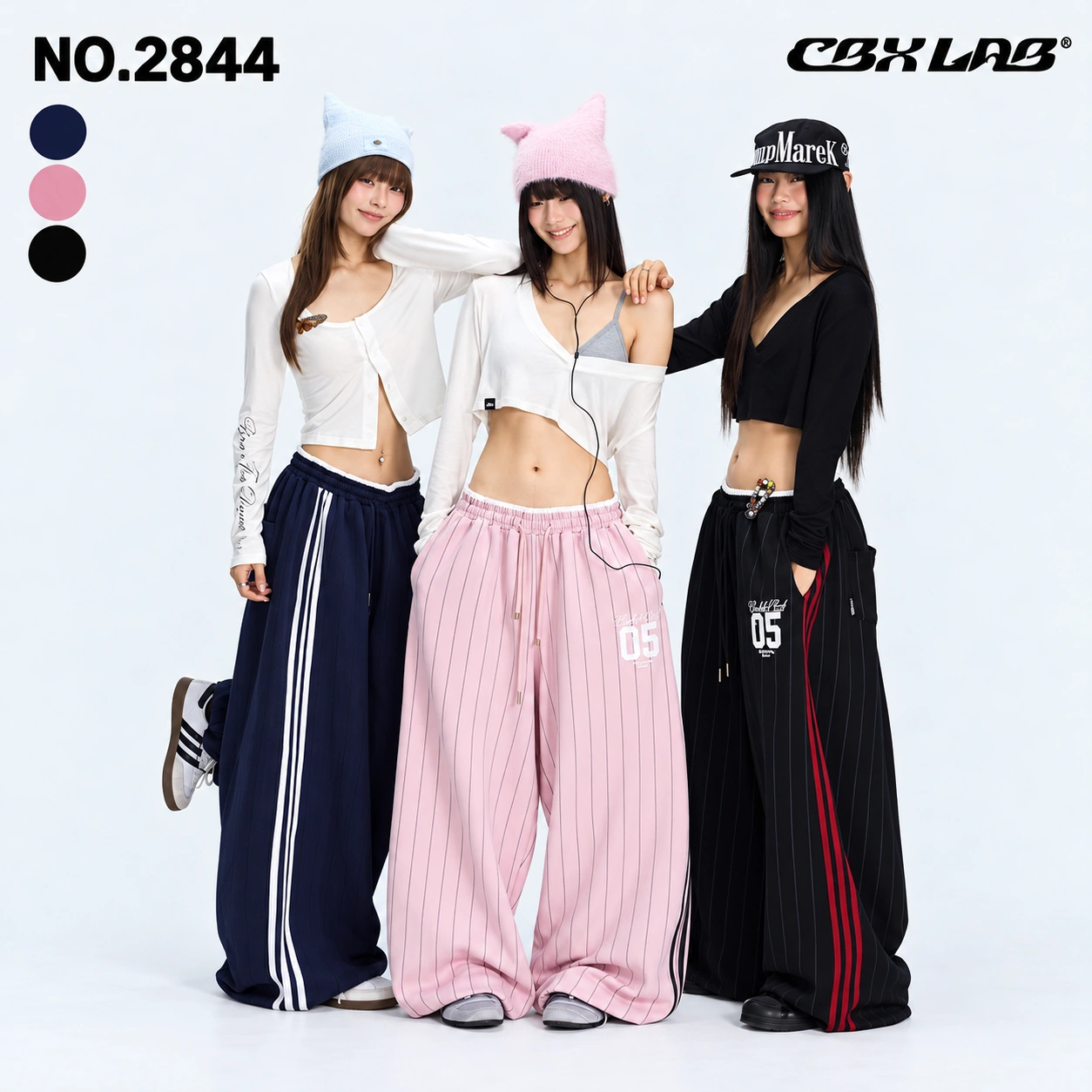 レディース ワイドパンツ サイドライン ナンバーロゴ 3色 CBX LAB [商品番号: 2844]