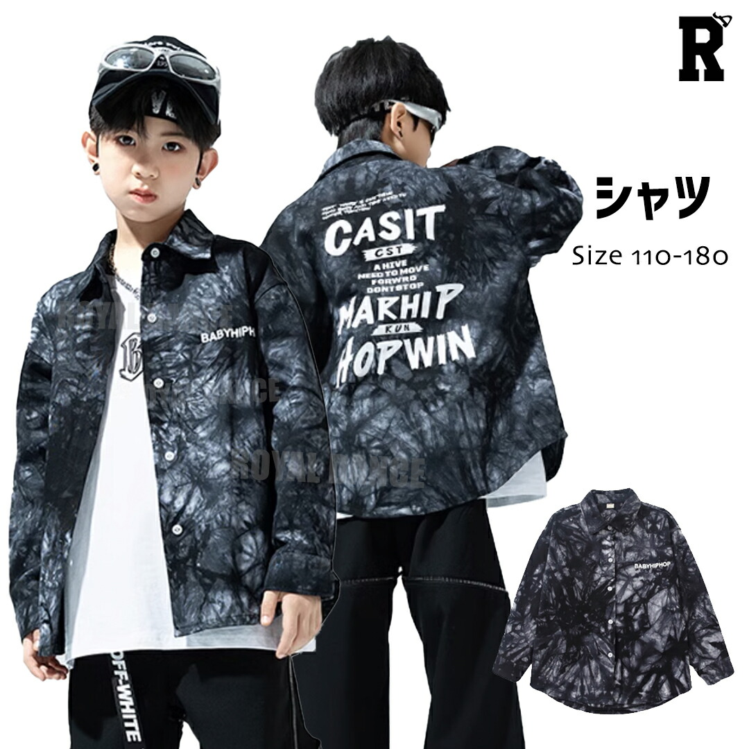 【トップス】ブラックタイダイシャツ