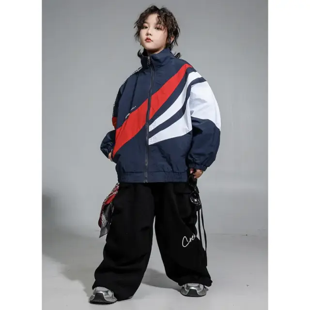 ダンス衣装 キッズ ネイビー ウィンドブレーカー
