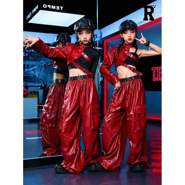 ガールズ レッド ダンス衣装 キッズ [商品番号: 2594]