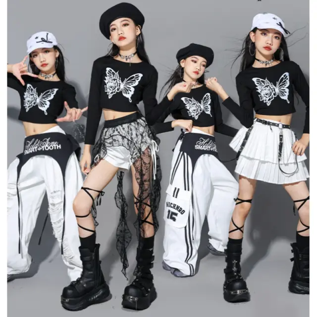 ガールズ kpop ブラック ダンス衣装 キッズ [商品番号: 2600]