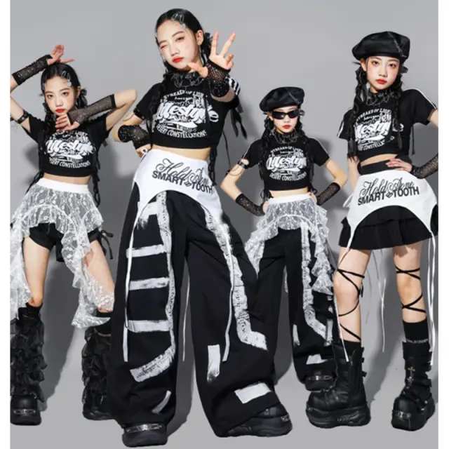 ガールズ kpop ブラック ダンス衣装 キッズ [商品番号: 2602]