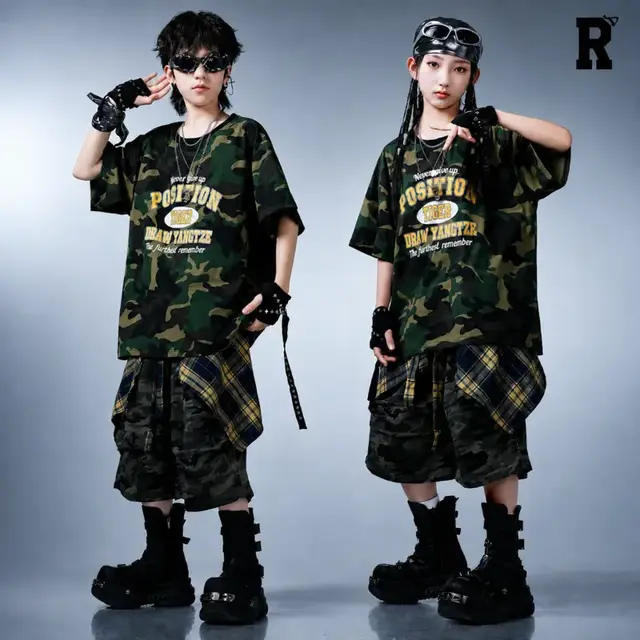 キッズ 迷彩 Tシャツ＆ハーフパンツ  [商品番号: 2714]