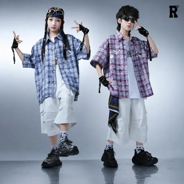 キッズ チェック柄半袖シャツ＆ハーフパンツ [商品番号: 2719]