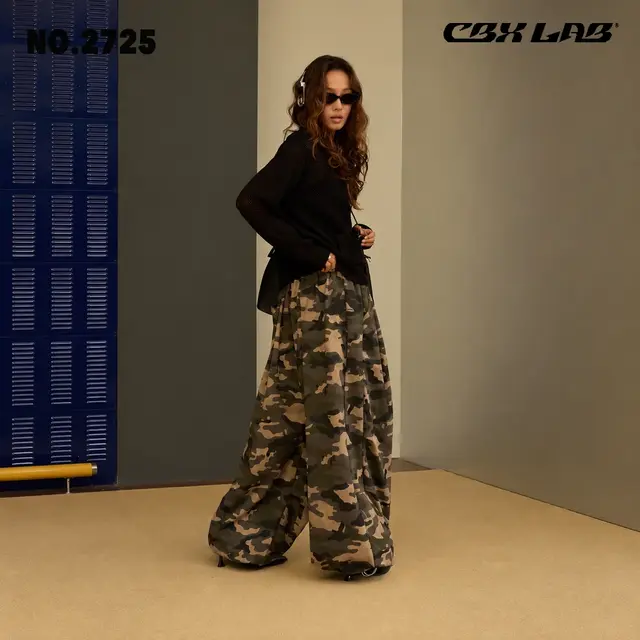 【CBX LAB】レディース 迷彩柄 ワイドパンツ ダンス [商品番号: 2725]