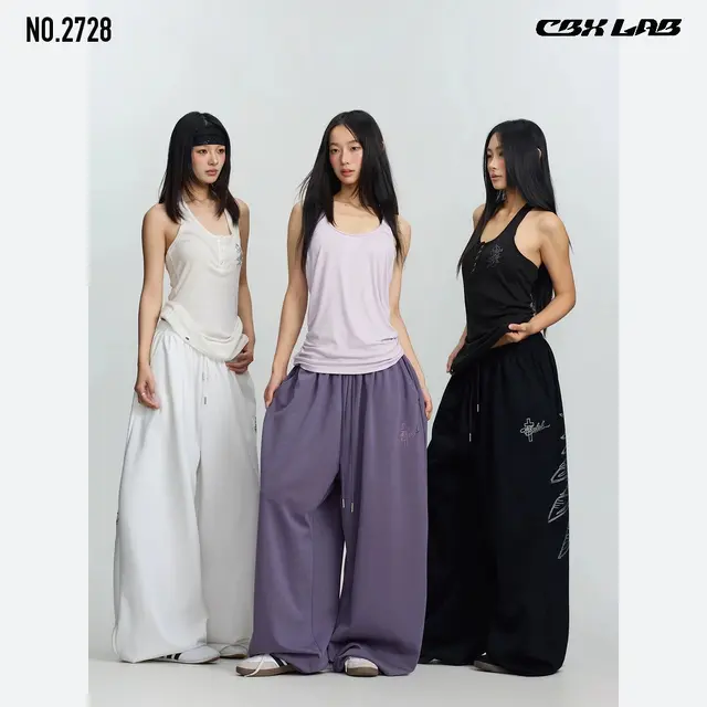 【CBX LAB】天使の翼ラインストーン ワイドパンツ レディース ダンス衣装