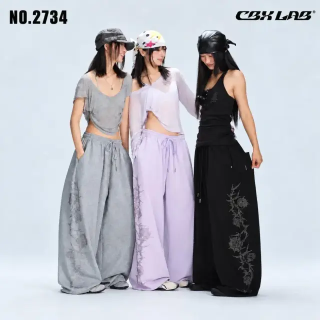 CBX LAB 荊棘ローズ装飾 超ワイドパンツ レディース