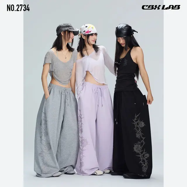 CBX LAB 荊棘ローズ装飾 超ワイドパンツ レディース