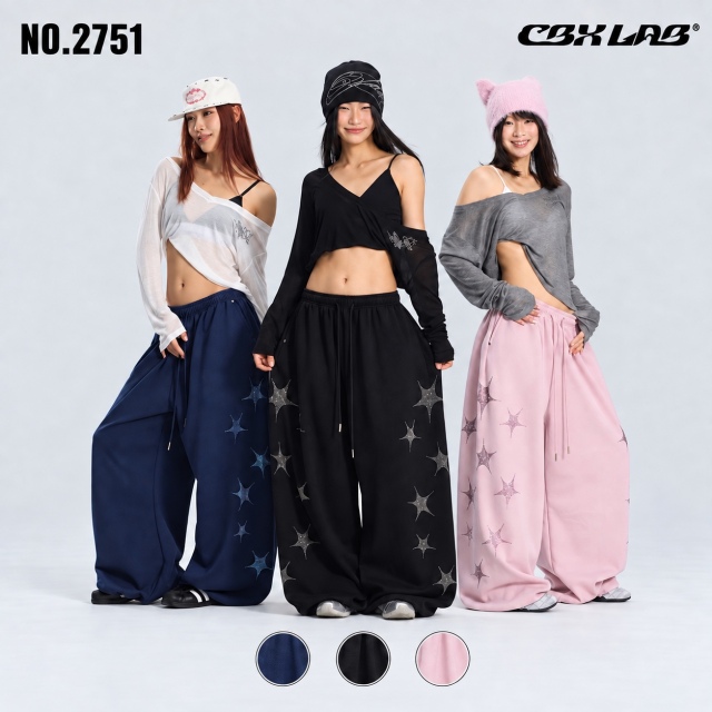 【CBX LAB】スターラインストーン ワイドパンツ ダンス衣装[商品番号: 2751]