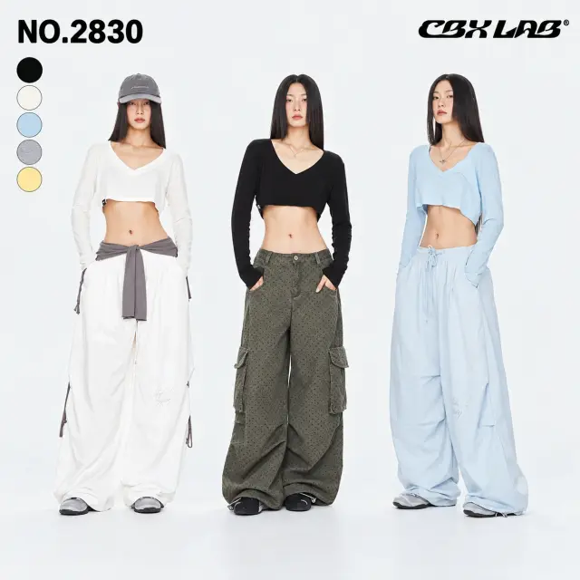 レディース 長袖トップス Vネック クロップド 5色 CBX LAB [商品番号: 2830]