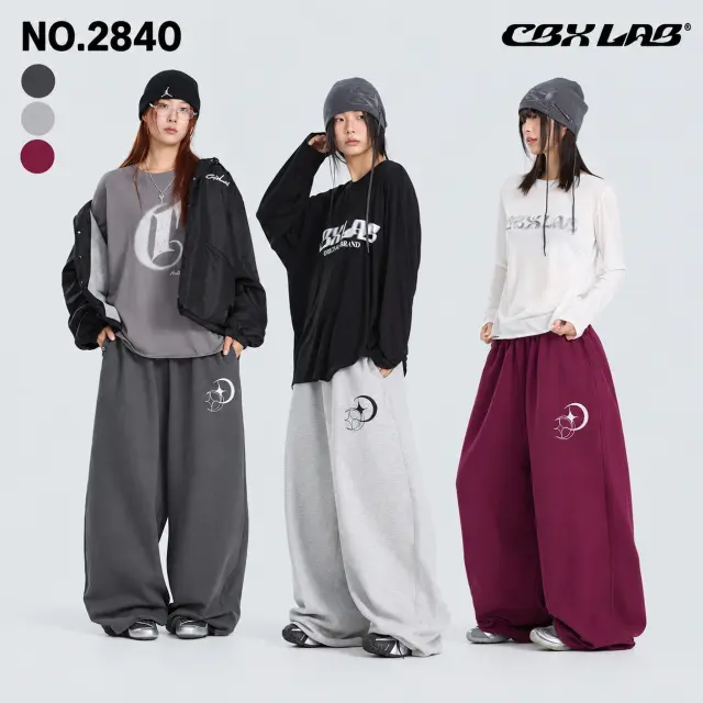 レディース ワイドパンツ 裏起毛 ロゴ 3色 CBX LAB [商品番号: 2840]