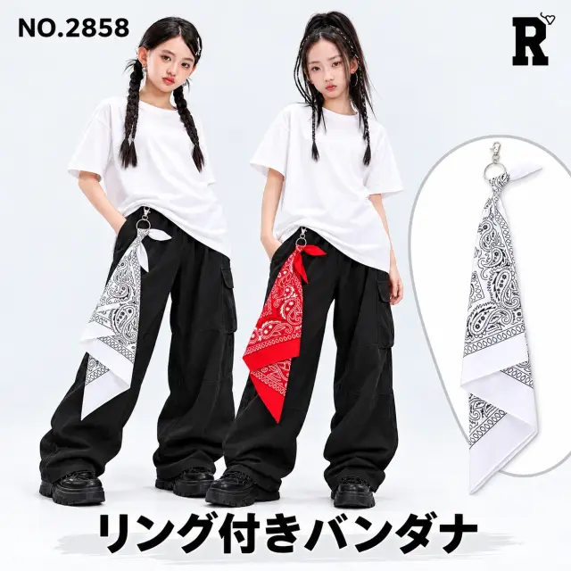 キッズ ダンス衣装 小物 ペイズリー柄リング付きバンダナ【商品番号:2858】