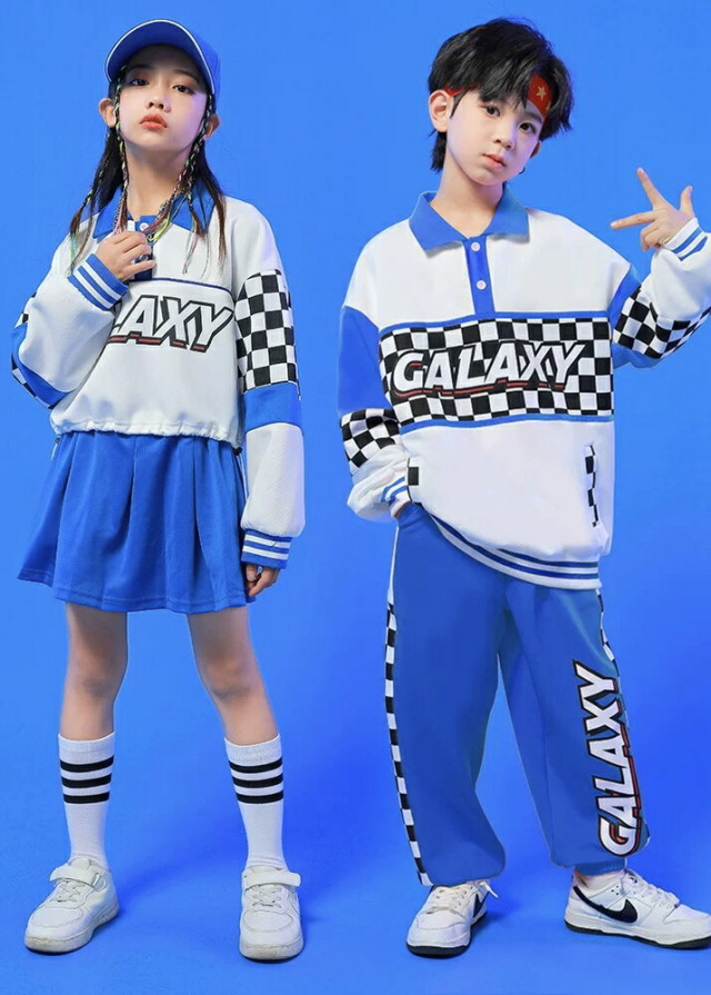 キッズダンス衣装 セットアップ ブルー 青 ガールズ ヒップ