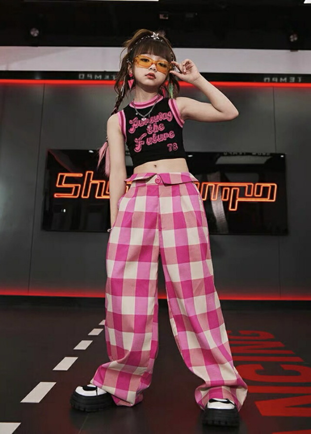 Pink&Pinkギンガムチェックワイドパンツセット [商品番号: 2037]