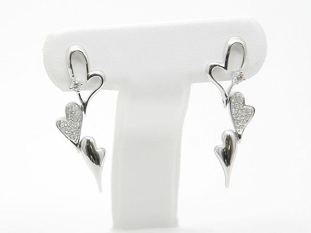 ホワイトゴールドダイヤモンドピアス/0055◆【送料無料】