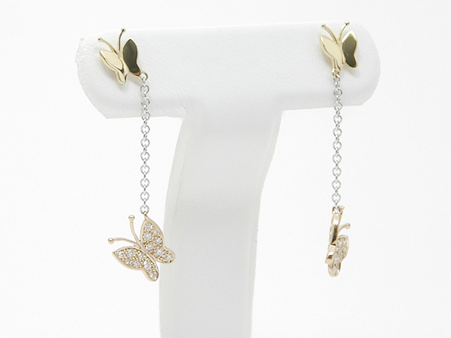 k18コンビダイヤモンドピアス/0072◆【送料無料】