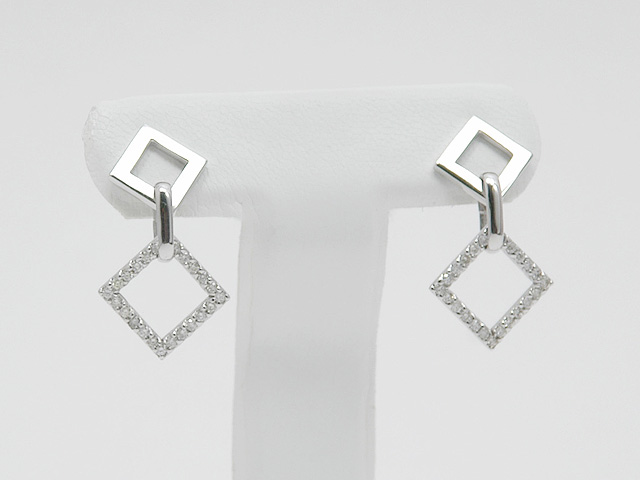 ホワイトゴールドダイヤモンドピアス/0106◆【送料無料】