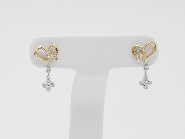 k18コンビダイヤモンドピアス/0128◆【送料無料】