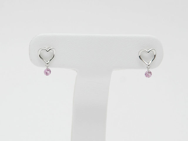ホワイトゴールドピンクサファイヤピアス/0152