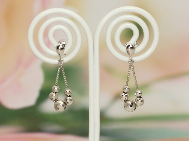 ホワイトゴールド デザインピアス/0309◆【送料無料】