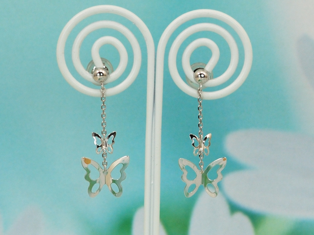 ホワイトゴールド デザインピアス/0376