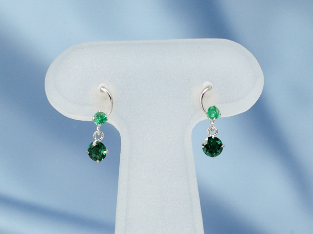 ◆ ホワイトゴールド エメラルド,グリーンクォーツピアス/0397◆