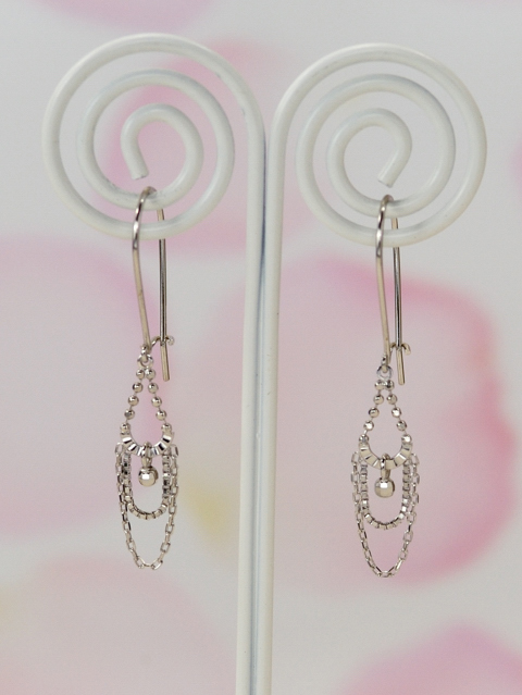 ホワイトゴールド デザインピアス/0433