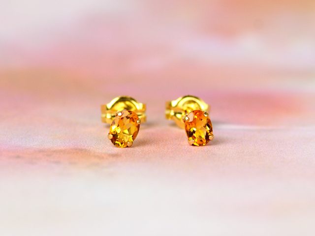 K18イエローゴールド シトリンピアス/0465/K18YG