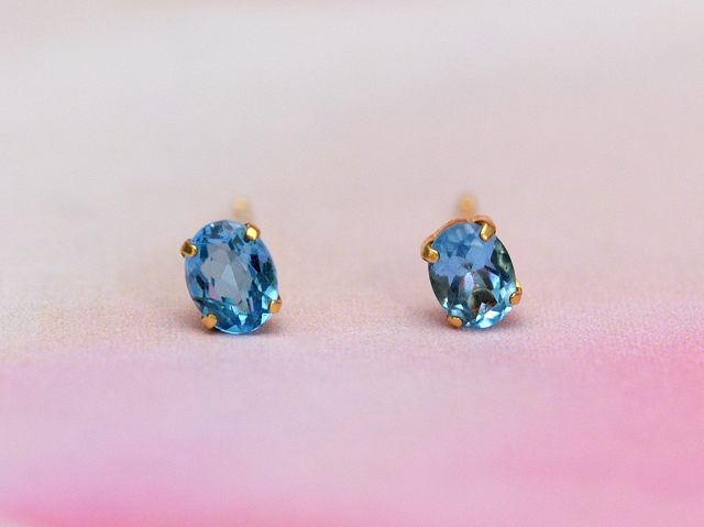 K18イエローゴールド ブルートパーズピアス/0477/K18YG