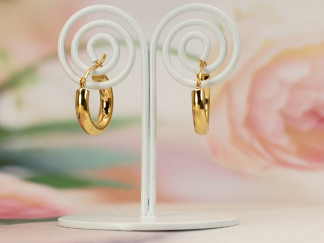 k18イエローゴールド フープ( リング )ピアス/3x15/K18YG