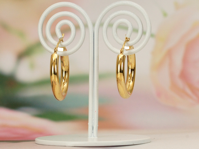 k18イエローゴールド フープ( リング )ピアス/3x20/K18YG