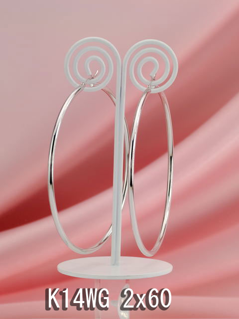ホワイトゴールドフープピアス/2x60/K14WG
