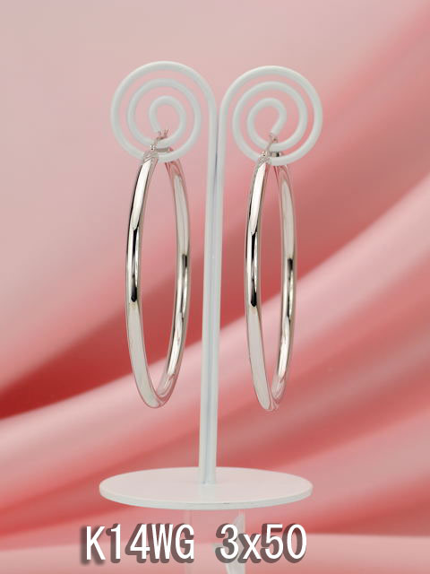 ホワイトゴールドフープピアス/3x50/K14WG