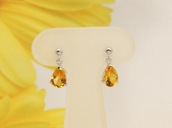 ホワイトゴールド シトリンピアス/0326